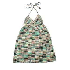 Y2k Aeropostale Plaid Patchwork Halter Mini Dress Size L Preppy Cottage